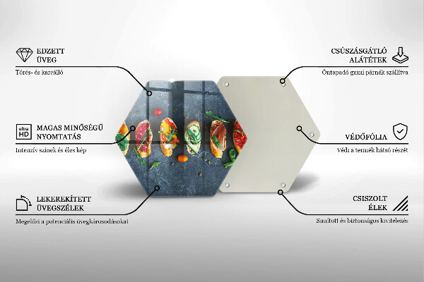 Üveg vágódeszka Színes szendvicsek