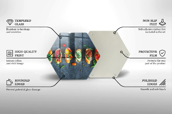 Üveg vágódeszka Színes szendvicsek