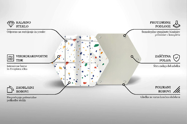 Üveg vágódeszka Színes kőedény