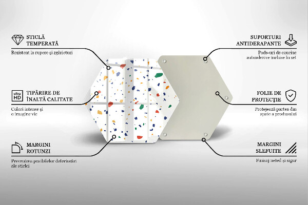 Üveg vágódeszka Színes kőedény