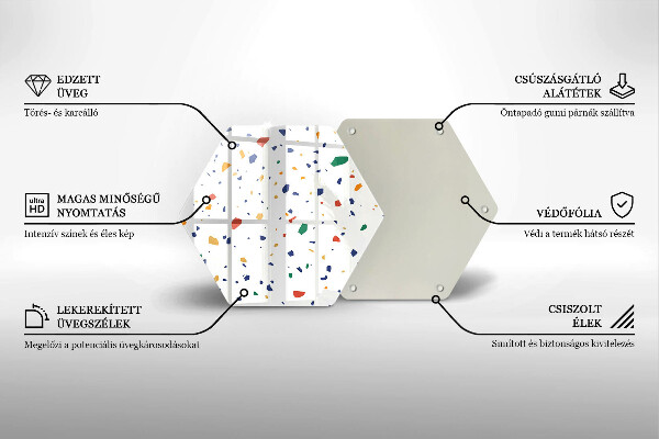 Üveg vágódeszka Színes kőedény