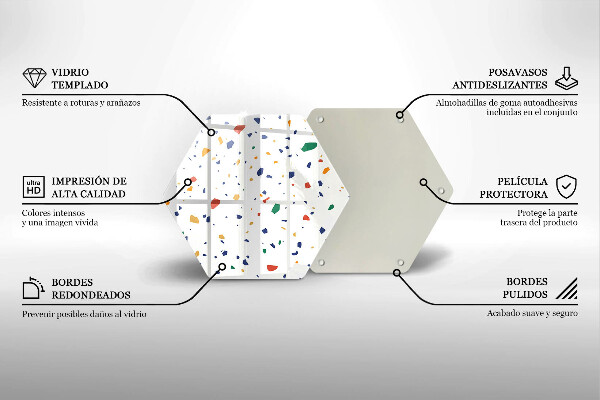 Üveg vágódeszka Színes kőedény