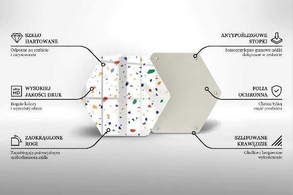 Üveg vágódeszka Színes kőedény