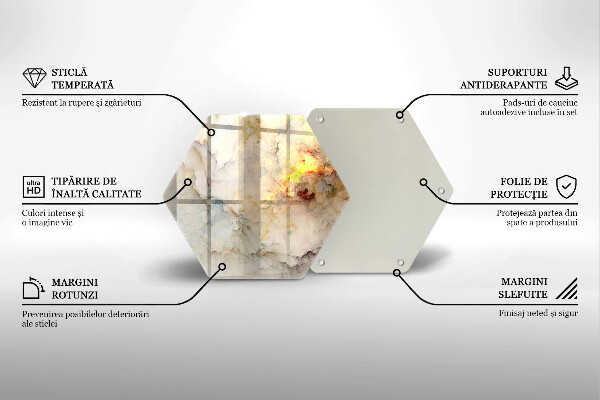 Üveg vágódeszka Márvány textúra arannyal