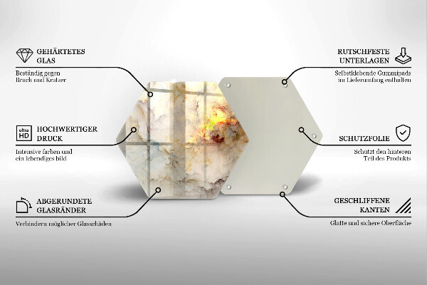 Üveg vágódeszka Márvány textúra arannyal