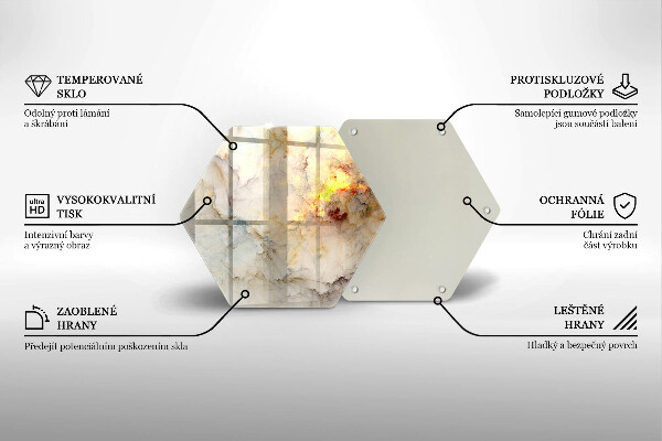 Üveg vágódeszka Márvány textúra arannyal