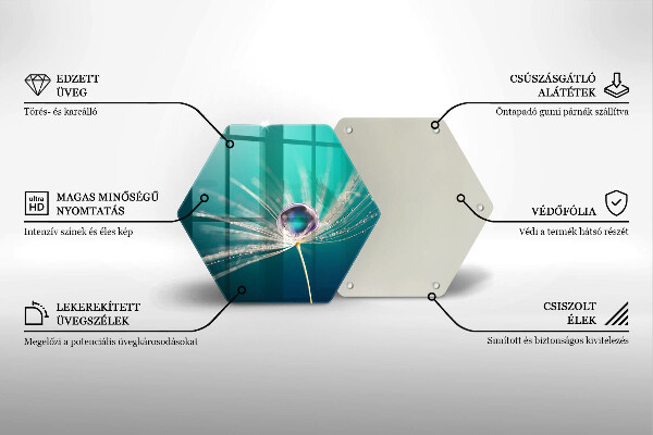 Üveg vágódeszka Harmat a pitypangon