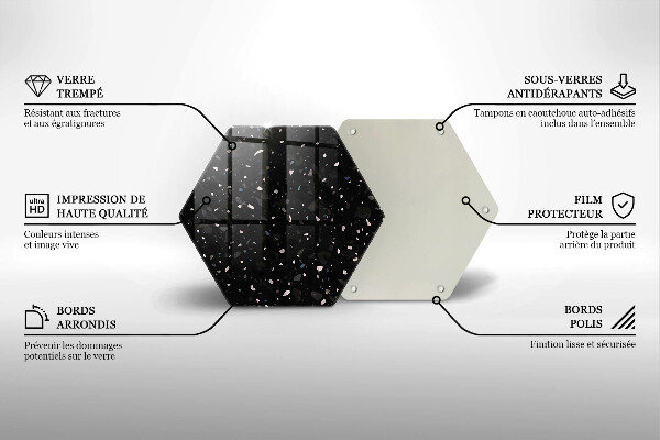 Üveg vágódeszka Sötét kőedény