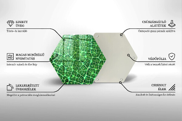 Üveg vágódeszka Levélszerkezet