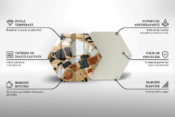 Üveg vágódeszka Dekoratív kövek lemez