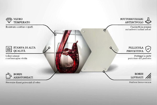 Üveg vágódeszka Pohár és vörösbor