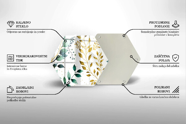 Üveg vágódeszka Zöld és arany levelek