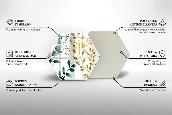 Üveg vágódeszka Zöld és arany levelek