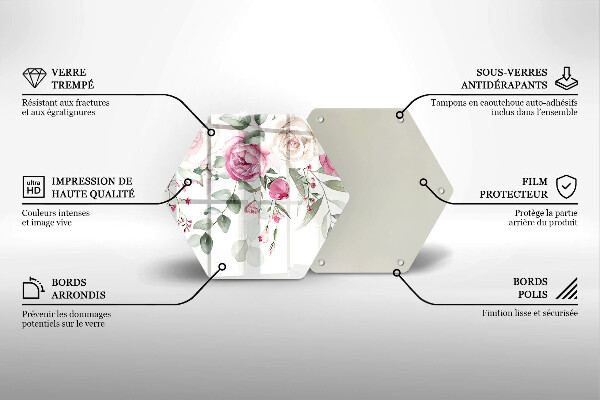 Üveg vágódeszka Akvarell rózsák