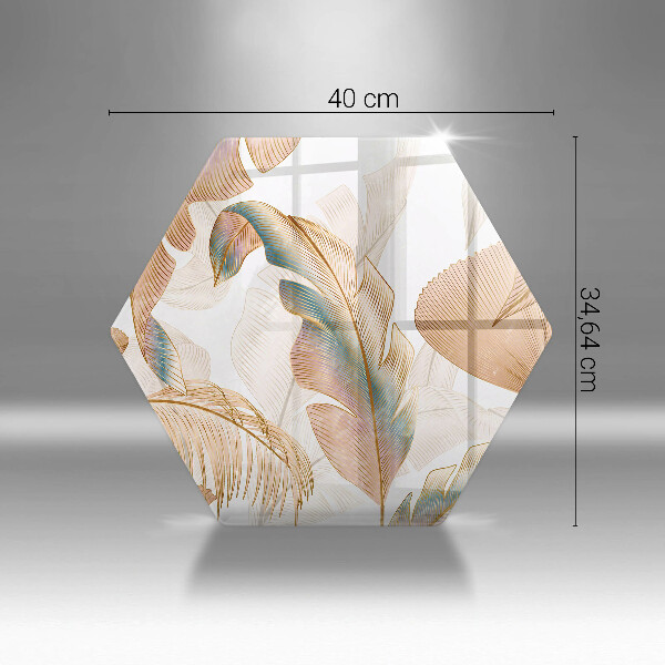 Üveg vágódeszka Boho tollak és levelek