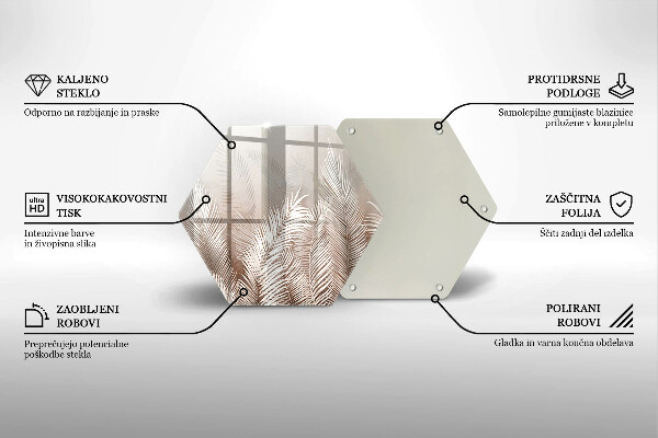 Üveg vágódeszka Boho növényzet levelei