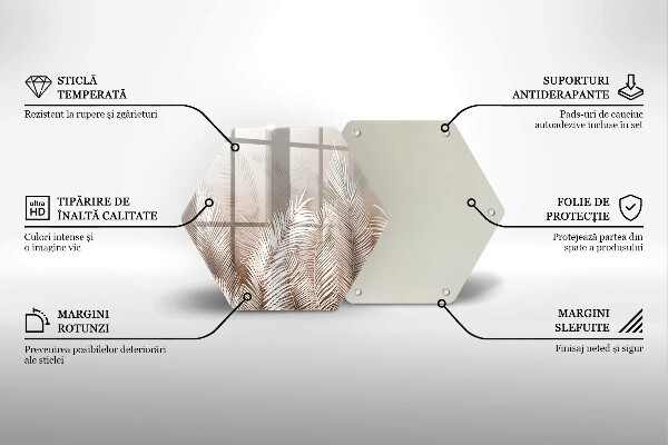 Üveg vágódeszka Boho növényzet levelei