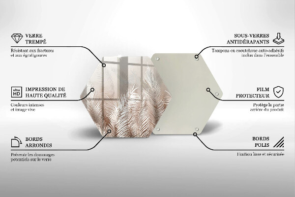 Üveg vágódeszka Boho növényzet levelei