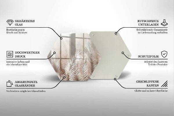 Üveg vágódeszka Boho növényzet levelei