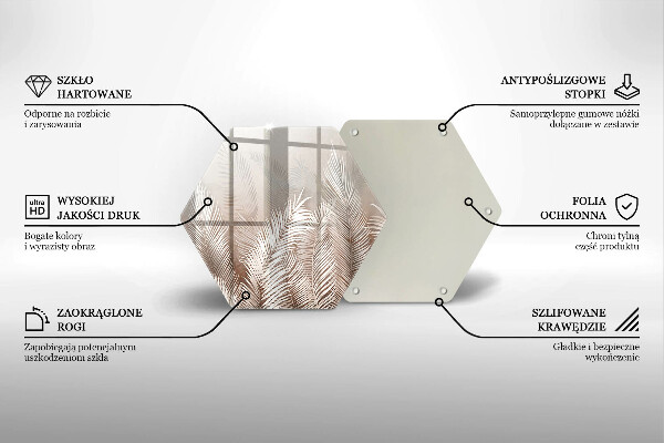 Üveg vágódeszka Boho növényzet levelei