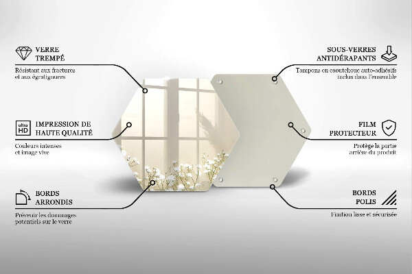 Üveg vágódeszka Gipsz boho virágok