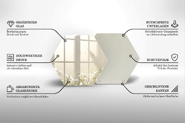 Üveg vágódeszka Gipsz boho virágok