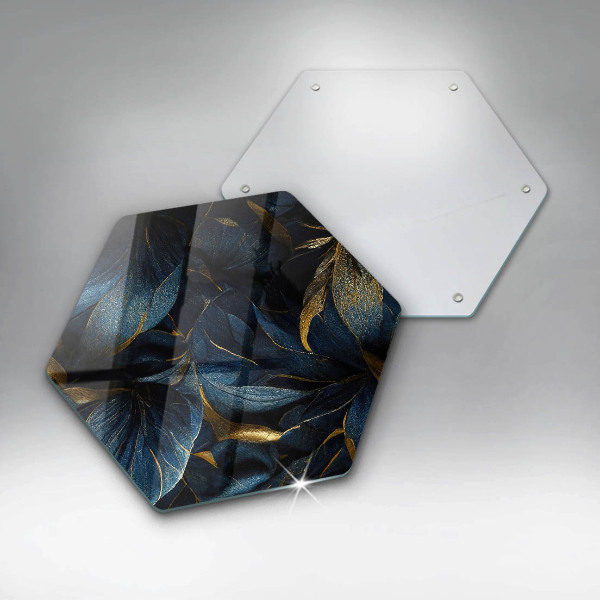 Üveg vágódeszka Dekoratív levelek arannyal