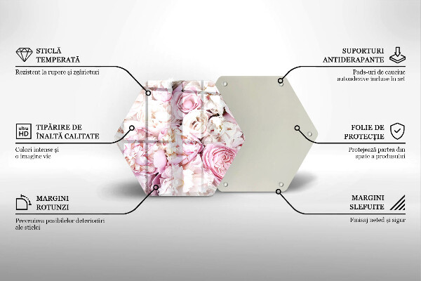 Üveg vágódeszka Bazsarózsa csokor