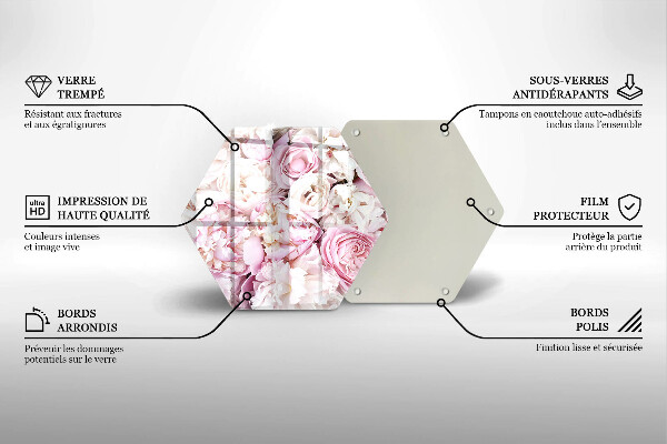 Üveg vágódeszka Bazsarózsa csokor