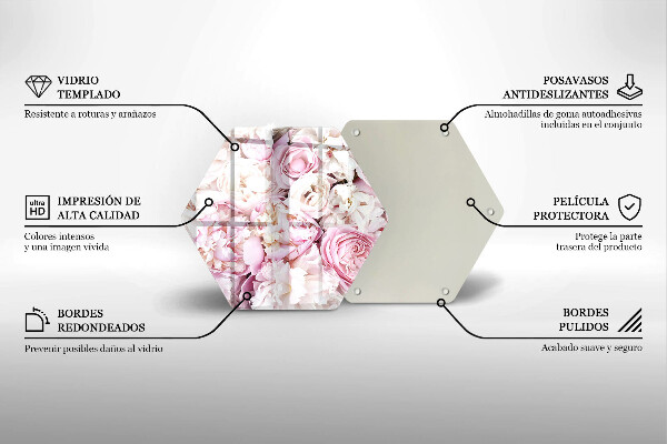 Üveg vágódeszka Bazsarózsa csokor