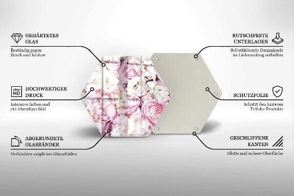 Üveg vágódeszka Bazsarózsa csokor