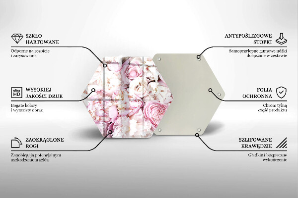 Üveg vágódeszka Bazsarózsa csokor