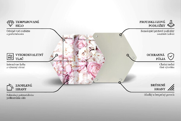 Üveg vágódeszka Bazsarózsa csokor