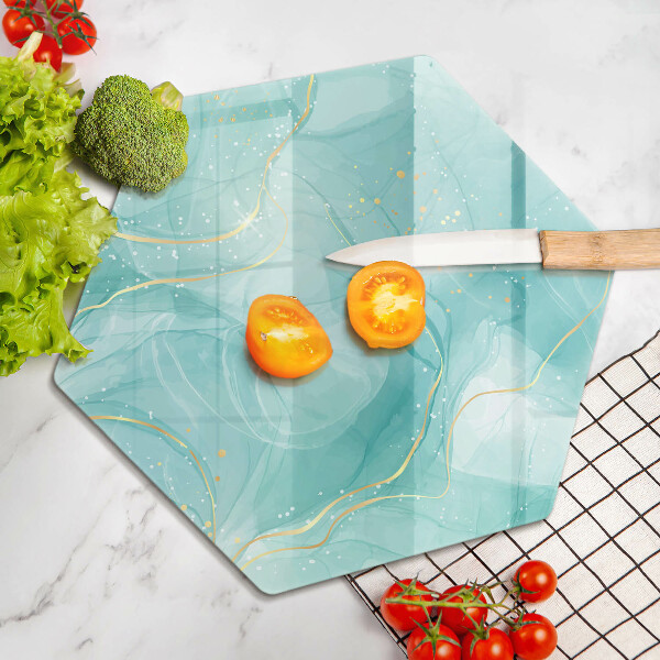 Üveg vágódeszka Kék és arany absztrakció