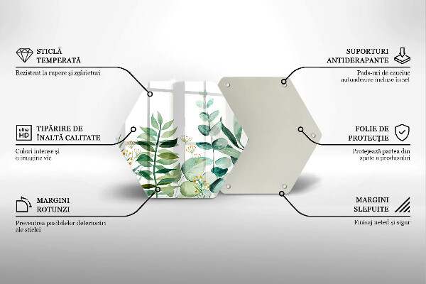 Üveg vágódeszka Növény levelek illusztráció