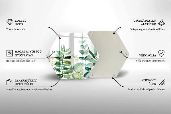 Üveg vágódeszka Növény levelek illusztráció
