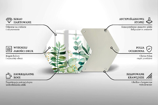 Üveg vágódeszka Növény levelek illusztráció