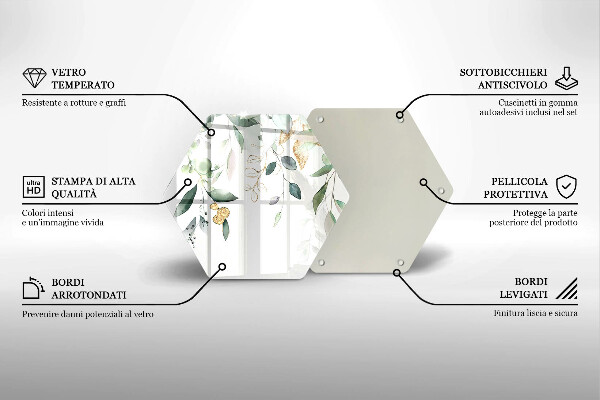 Üveg vágódeszka Akvarell levelek