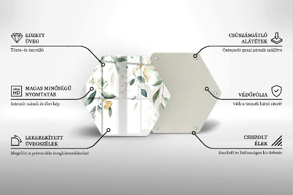 Üveg vágódeszka Akvarell levelek