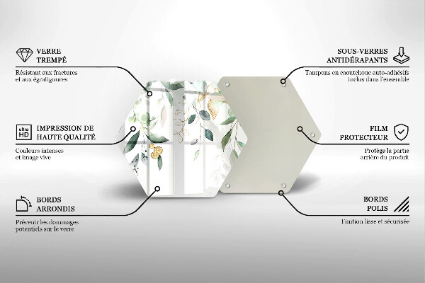 Üveg vágódeszka Akvarell levelek