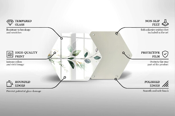 Üveg vágódeszka Akvarell levelek