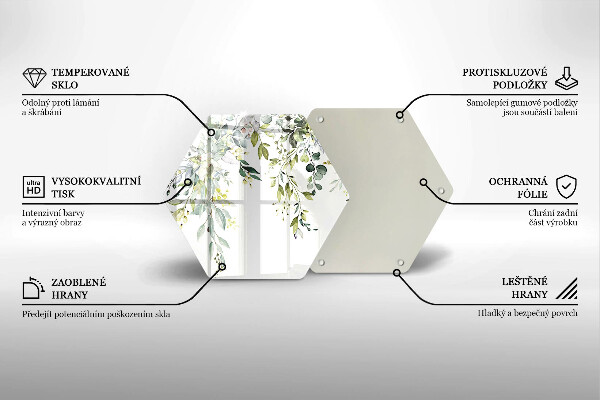 Üveg vágódeszka Dekoratív levelek és virágok