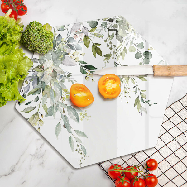 Üveg vágódeszka Dekoratív levelek és virágok