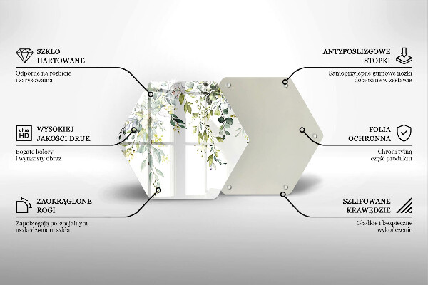 Üveg vágódeszka Dekoratív levelek és virágok