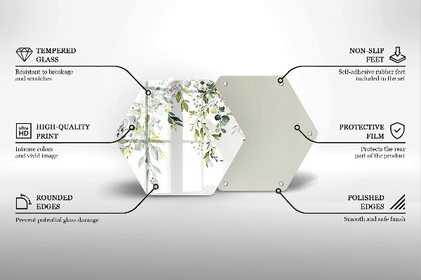 Üveg vágódeszka Dekoratív levelek és virágok