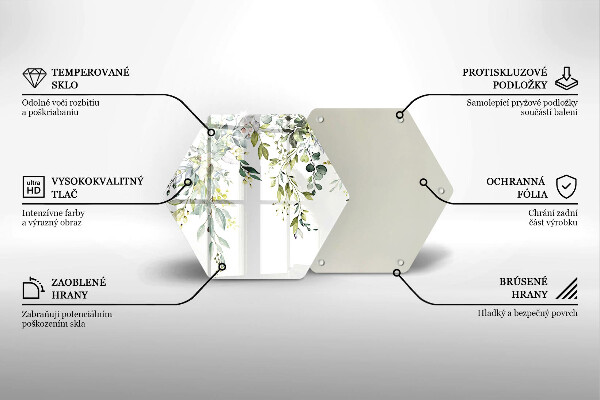 Üveg vágódeszka Dekoratív levelek és virágok