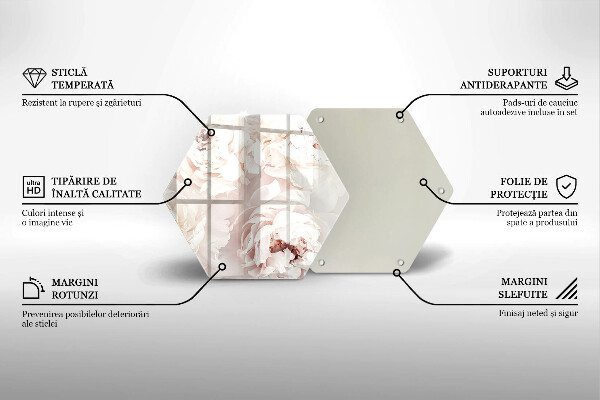 Üveg vágódeszka Pasztell bazsarózsa