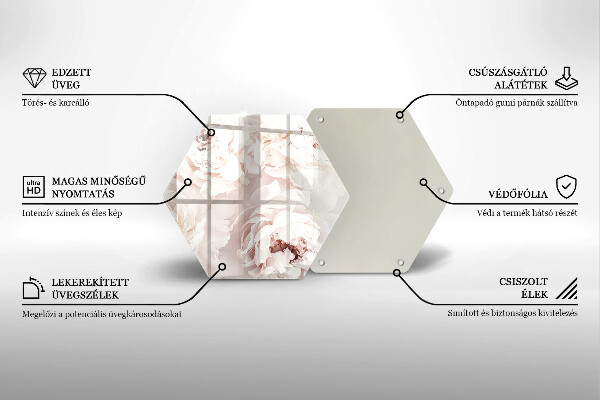 Üveg vágódeszka Pasztell bazsarózsa
