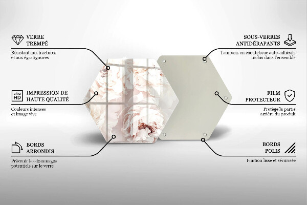 Üveg vágódeszka Pasztell bazsarózsa