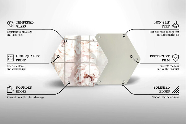 Üveg vágódeszka Pasztell bazsarózsa
